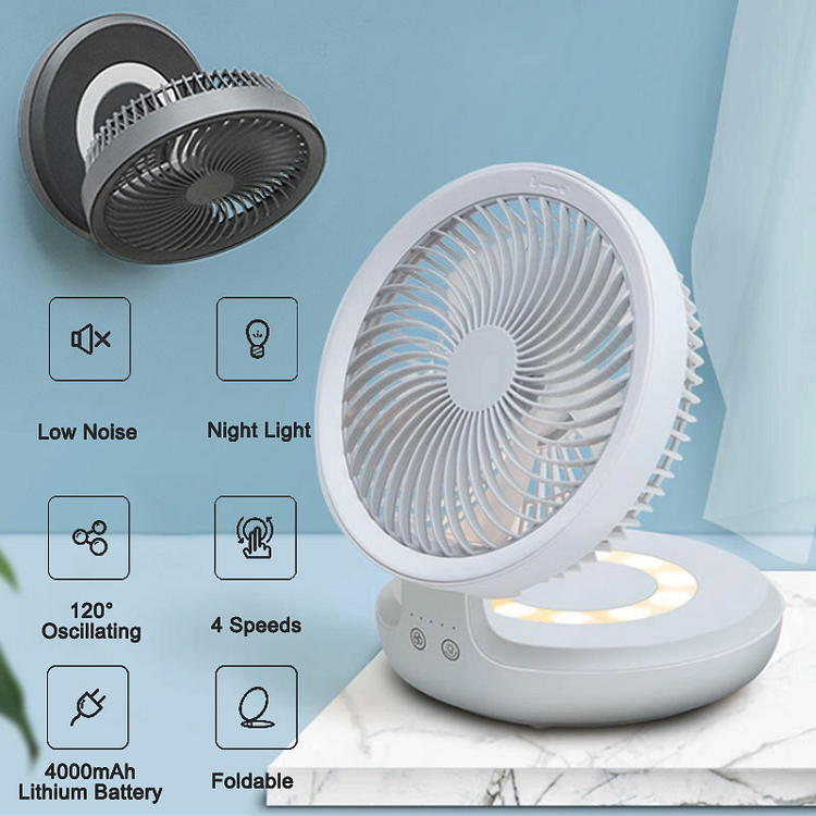 Foldable Desk Fan with Led Night Light