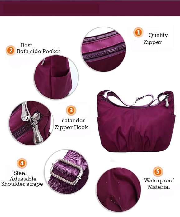 Crossbody waterproof nylon bag