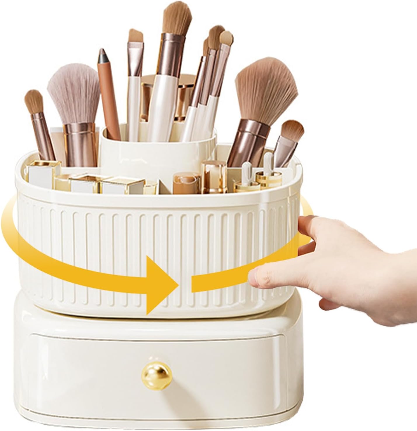 360° Rotate Makeup Brush Holder with Drawer