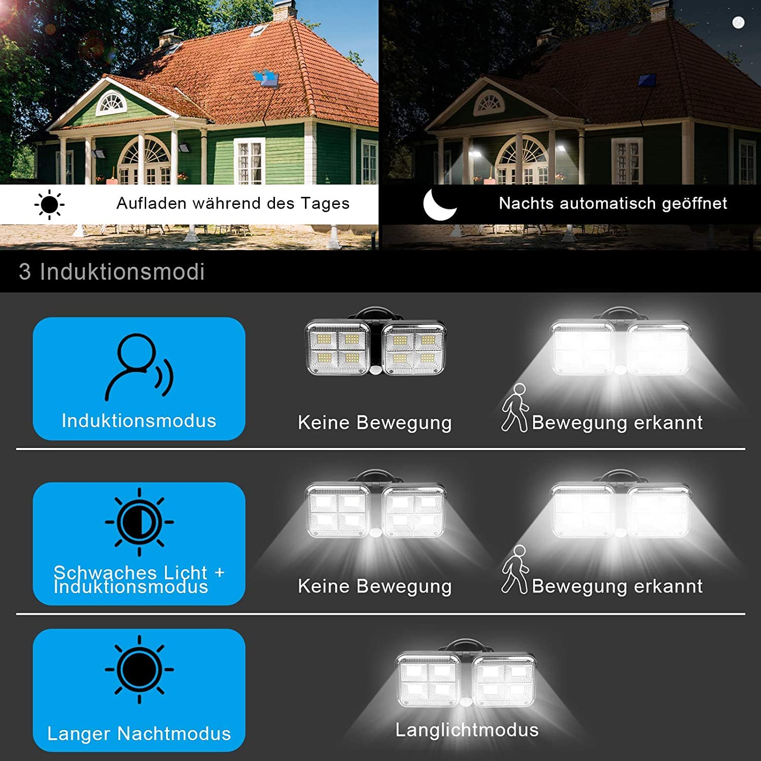 Dual Head Solar Wall Light