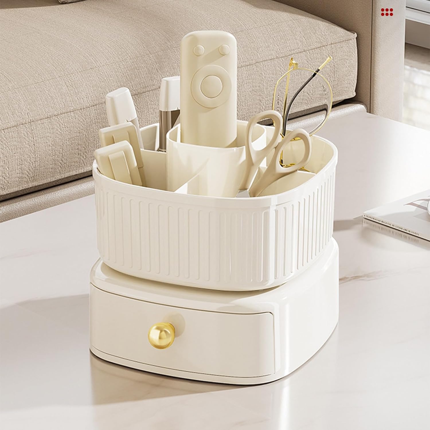 360° Rotate Makeup Brush Holder with Drawer