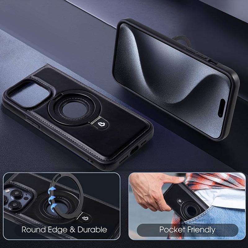 Deluxe iPhone Case with Invisible Faux Leather Stand